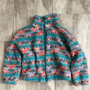 art class Teal, Coral & Lavender Fuzzy Zip Jacket